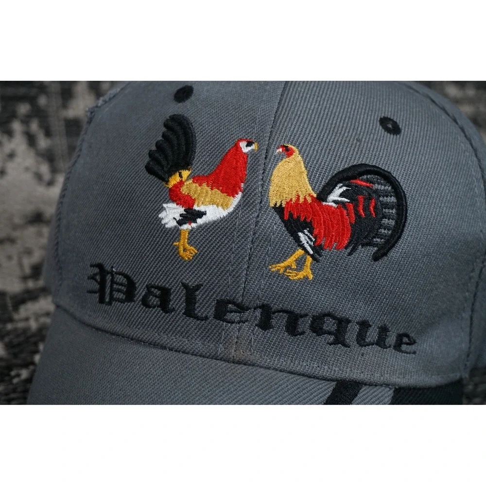 Palenque Rooster Embroidered Baseball Cap Gray Adjustable Strapback‎ Streetwear
